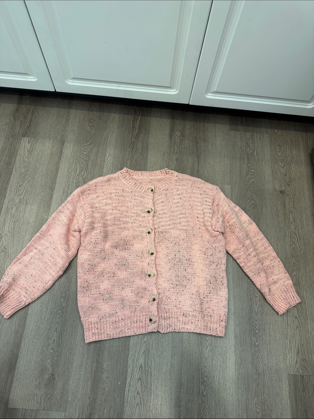 Women's Soft Pink Button-Front Knit Cardigan